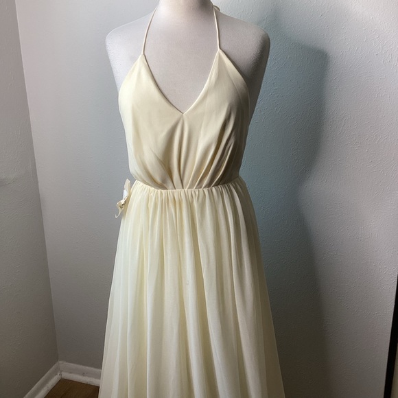 Fame and Partners Backless Halter Maxi Dress Butter Yellow NWT - Picture 8 of 12